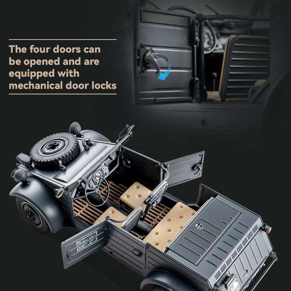 1/12 scale 2.4g type 82 rc barrel vehicle model with 4-wheel independent suspension