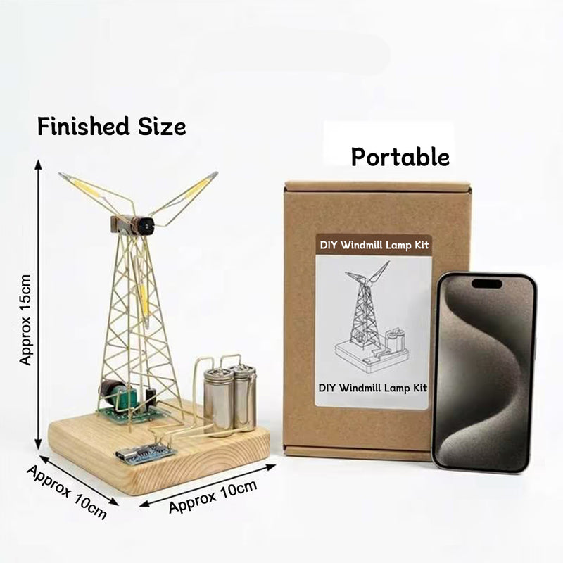 diy metal industrial-style windmill lamp model kit - rotatable creative desktop lamp