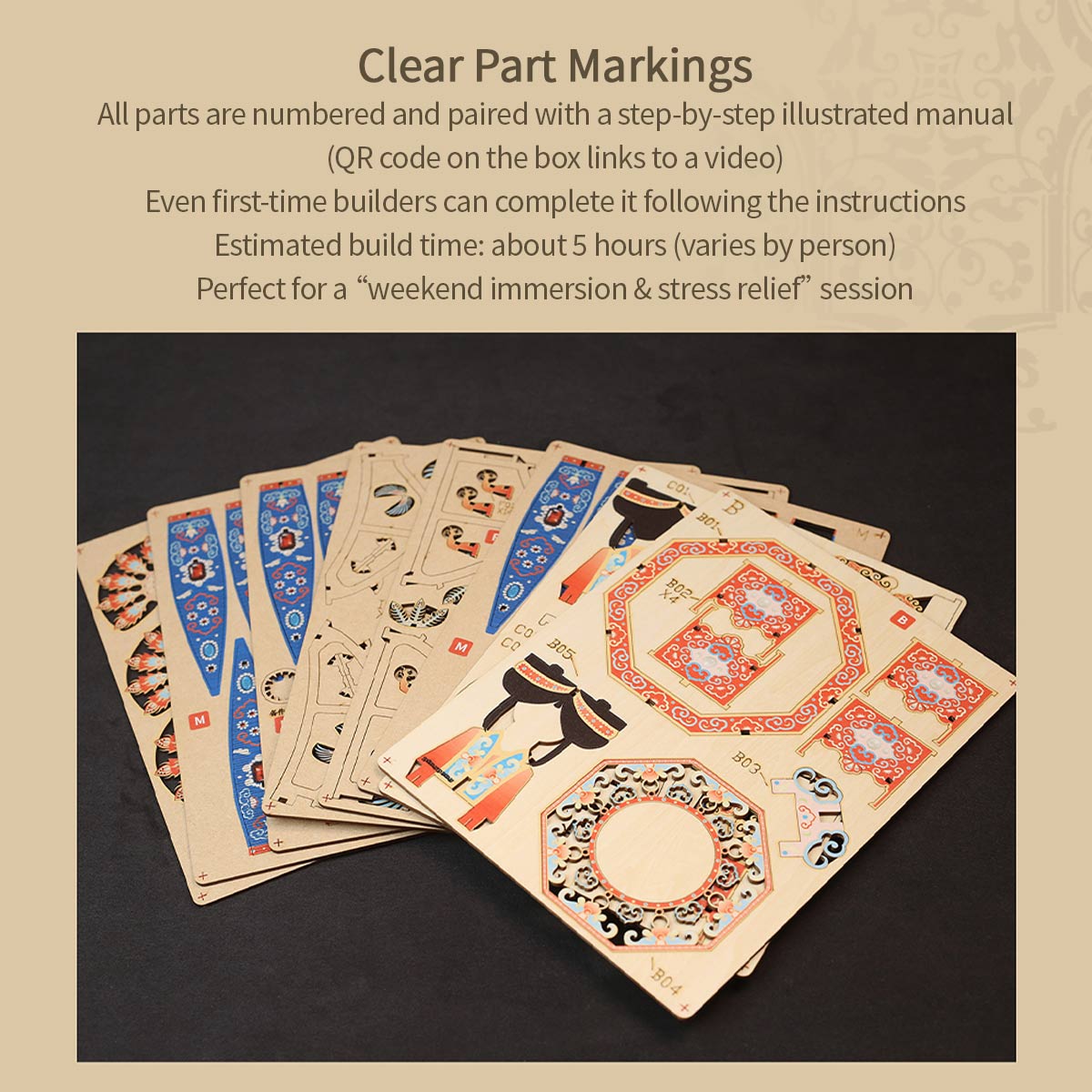 wooden diy phoenix crown music box model kit christmas desk decor