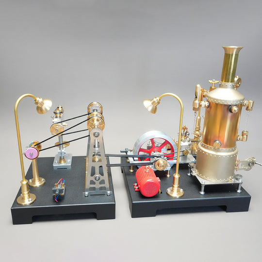 RETROL SE-03 Working Stationary Mill Steam Engine Model Kit with Boiler, Generator and Lamp Stand