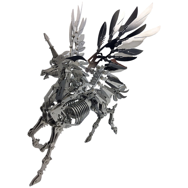 3d stainless steel mechanical unicorn diy assembly model kit, desktop decoration gift for adults and collectors