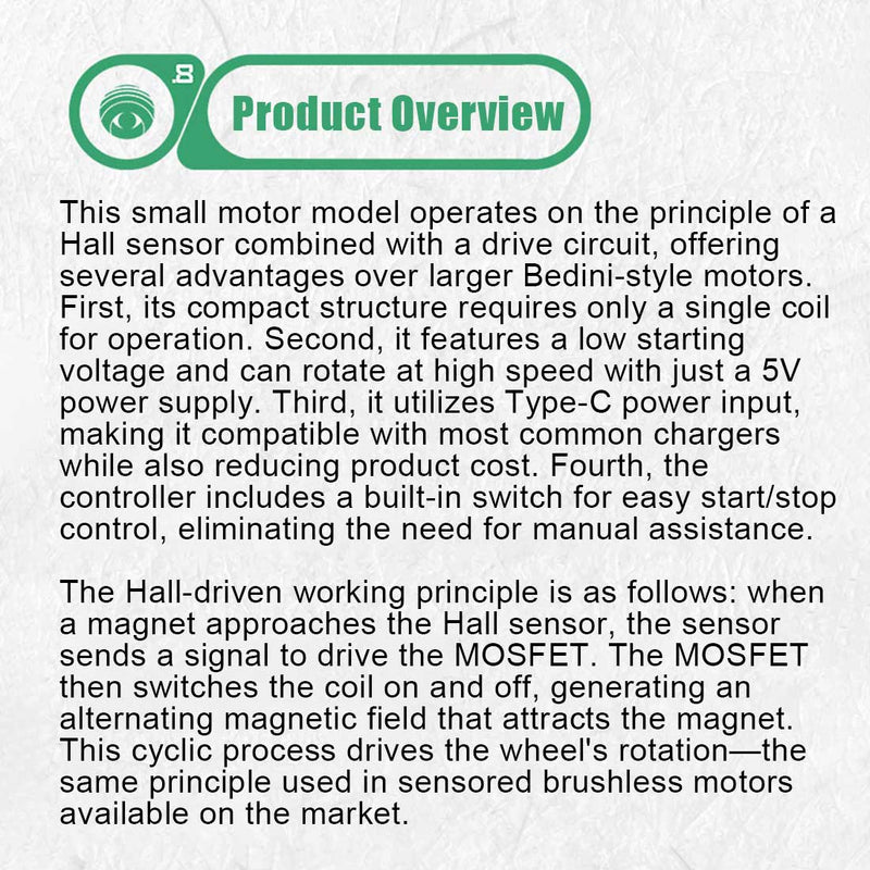 Small Hall Sensor Motor Model - Brushless Ferris Wheel Demonstrator, Bedini Style - Low Power Consumption High Speed Tech Desk Decor - EngineDIY
