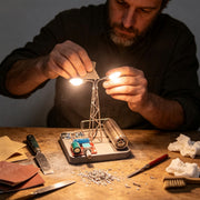 diy metal wire dual-head street lamp kit with wooden base