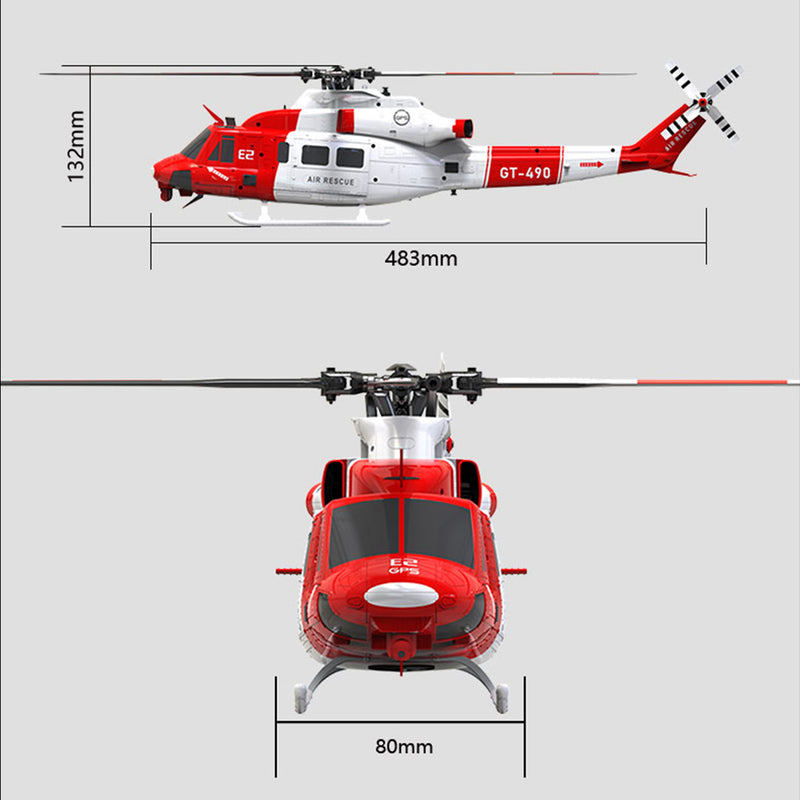 goosky e2 uh-1y 2.4g 6ch dual brushless direct drive rc rescue simulation helicopter model with lidar positioning
