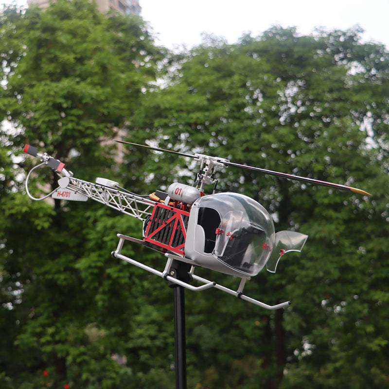 wolfbush bell-47 450-class 3-blade rc helicopter, 2.4ghz 12ch scale helicopter with brushless dfc, metal shaft drive, h1pro flight controller & openable cockpit (rtf version)