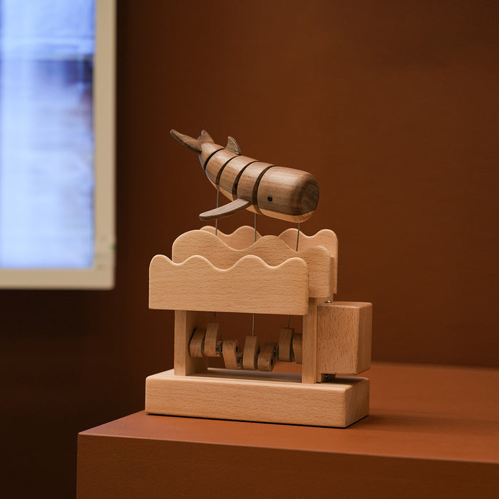 wooden whale dynamic model - desktop stress relief display