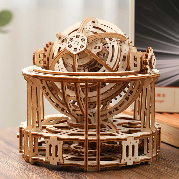 wooden tourbillon timer 3d assembly model kit with mechanical transmission