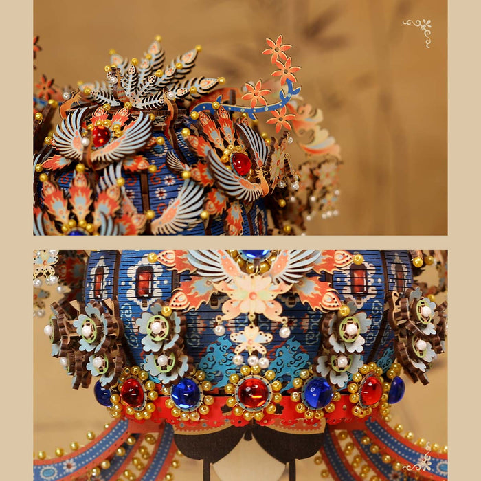 wooden diy phoenix crown music box model kit christmas desk decor