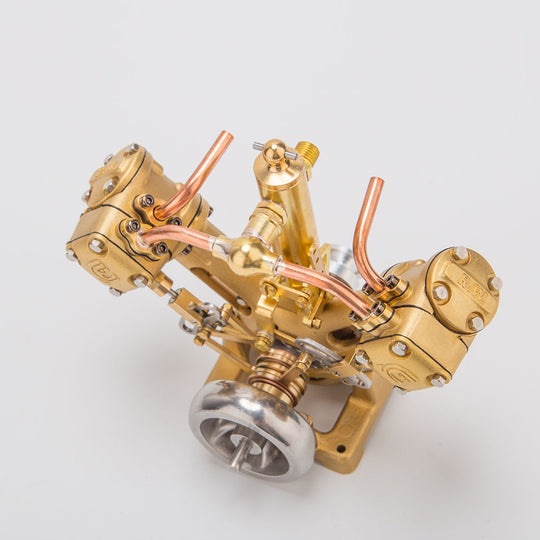 rw-v2 mini v-shape double cylinder steam engine model