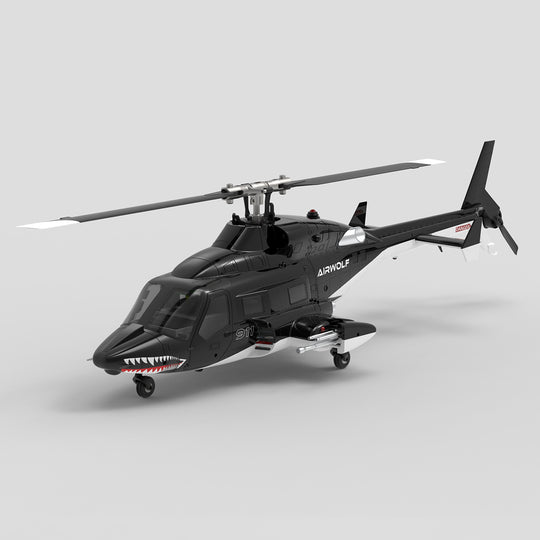 WOLFBUSH AW-911 Airwolf 1/34 Scale 2.4G 9CH Flybarless RC Helicopter Model with 6G/3D Stunt Mode and GPS Positioning