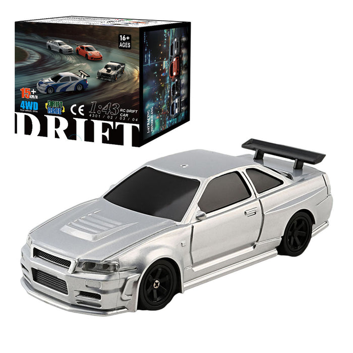 WYFTOY RC Elektrische Mini Racing Drift Auto Model met Verlichting Kit 1/43 Schaal 2.4G Volledig Evenredig (RTR Versie/Zilver WYFTOY RC Elektrische Mini Racing Drift Auto Model met Verlichting Kit 1/43 Schaal 2.4G Volledig Evenredig (RTR Versie/Zilver