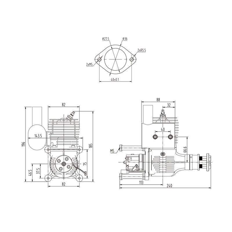 NGH GT65 65cc single-cylinder two-stroke air-cooled gasoline engine model 