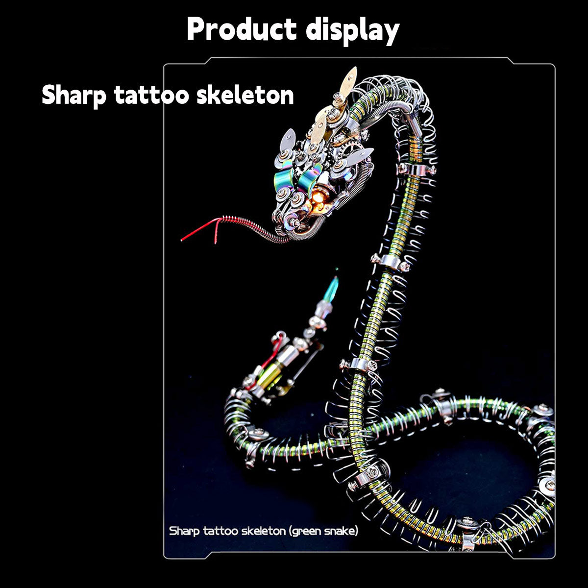 3d metal mechanical spiky blue-green snake assembly model kit