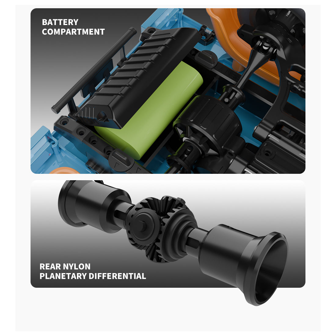 1/10 scale 2.4g full-proportional rc three-wheeler with realistic reverse sound, synchronized lights and adjustable gears