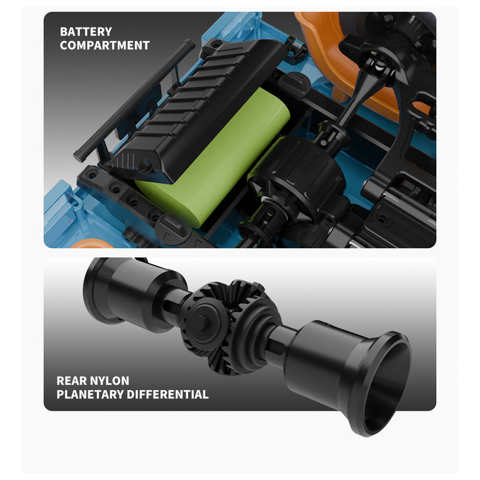 1/10 scale 2.4g full-proportional rc three-wheeler with realistic reverse sound, synchronized lights and adjustable gears