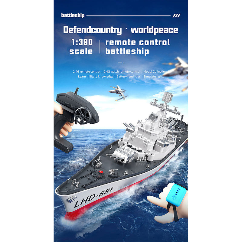 BAUBAUPLAY RC Cuirassé LHD-881 1/390 - Bateau Guerre Télécommandé 2.4G Double Moteur RTR BAUBAUPLAY RC Cuirassé LHD-881 1/390 - Bateau Guerre Télécommandé 2.4G Double Moteur RTR