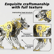 3D Metal Puzzle Mechanical Wolf Kit-Steampunk Creature Model with Movable Joints, Desktop Display Collectible Mechanical Figure - EngineDIY