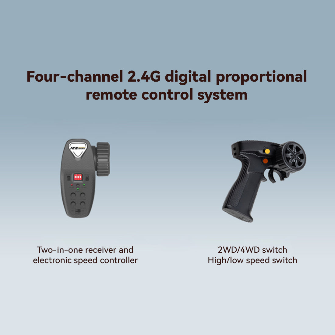 1/12 scale 2.4g 4ch rc military vehicle model with switchable 2wd/4wd, led light effects