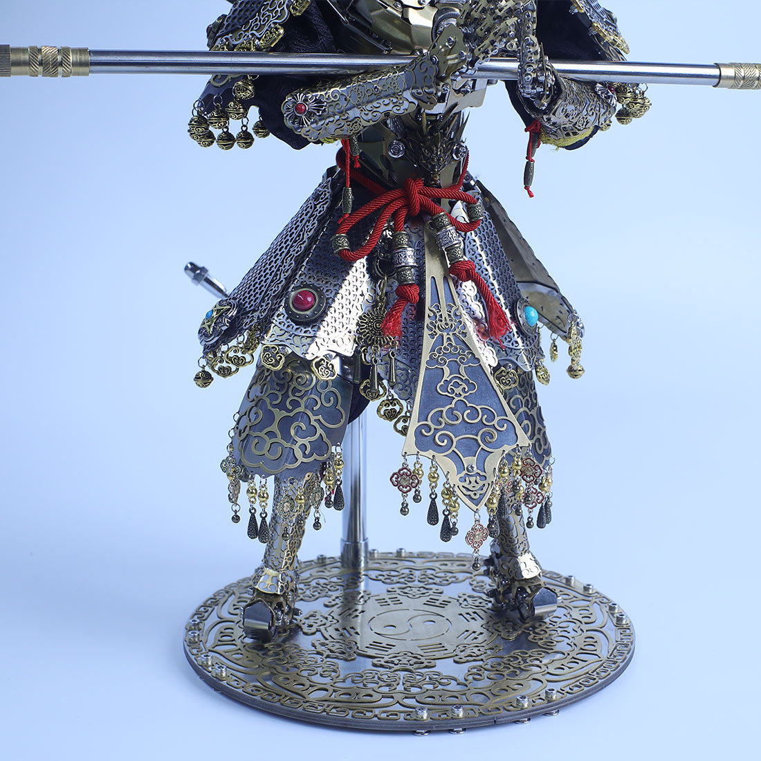 3d metal monkey king sun wukong mecha model kit, diy assembly collectible figure with cloak and staff, articulated desktop display for adults (2600+pcs)