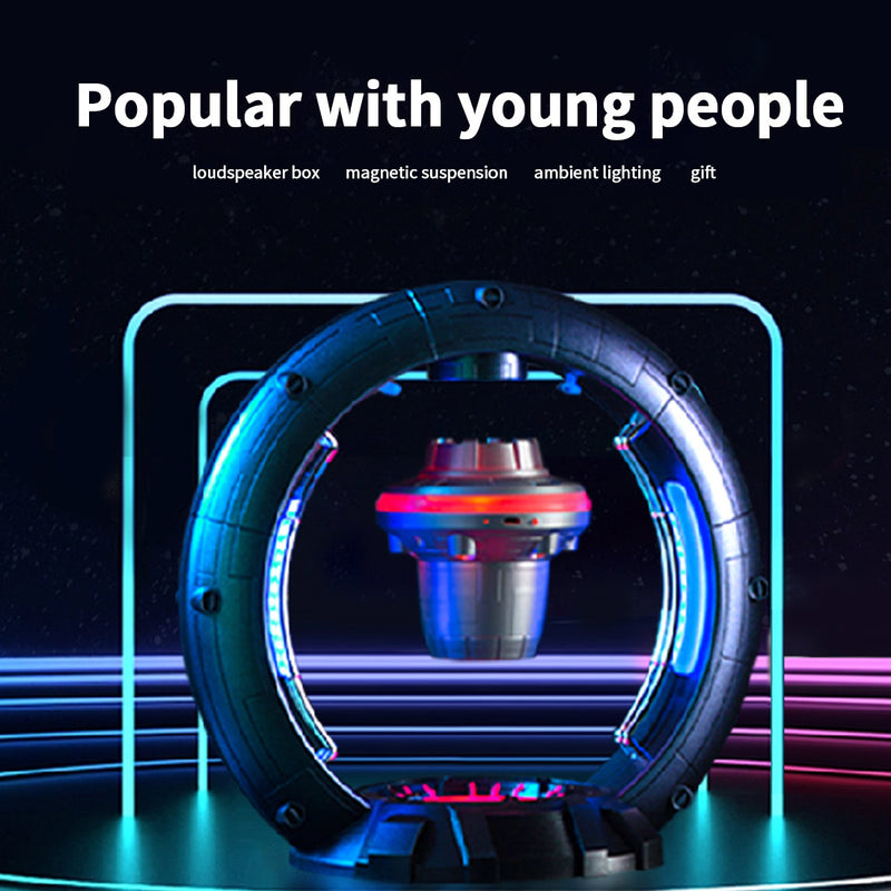magnetic levitation bluetooth speaker 360°rotation with led light creative audio device