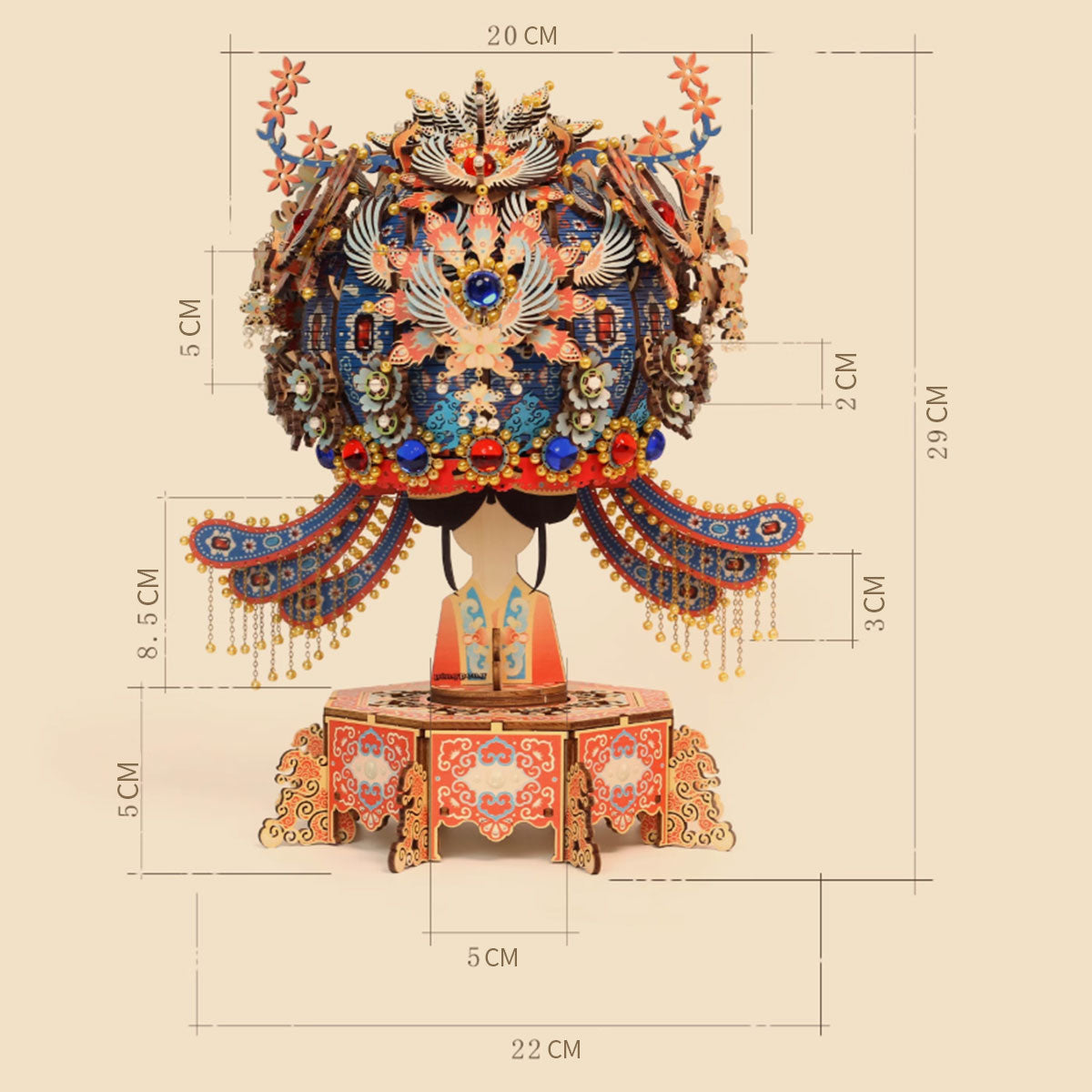 wooden diy phoenix crown music box model kit christmas desk decor