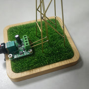 diy metal windmill welding kit, industrial desktop rotating lamp with stainless steel fan & grass base