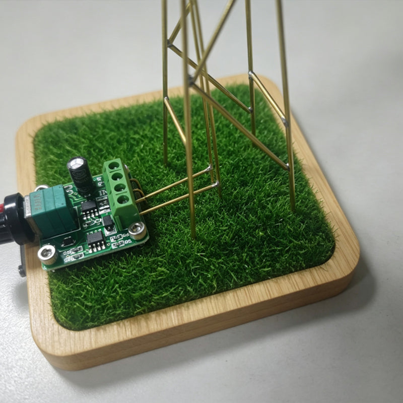 diy metal windmill welding kit, industrial desktop rotating lamp with stainless steel fan & grass base
