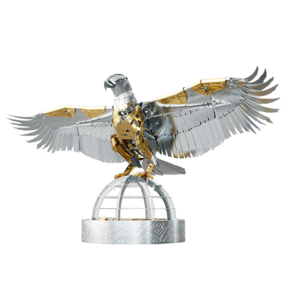 3d stainless steel mechanical eagle diy assembly model kit, desktop for adults and collectors (247+pcs)