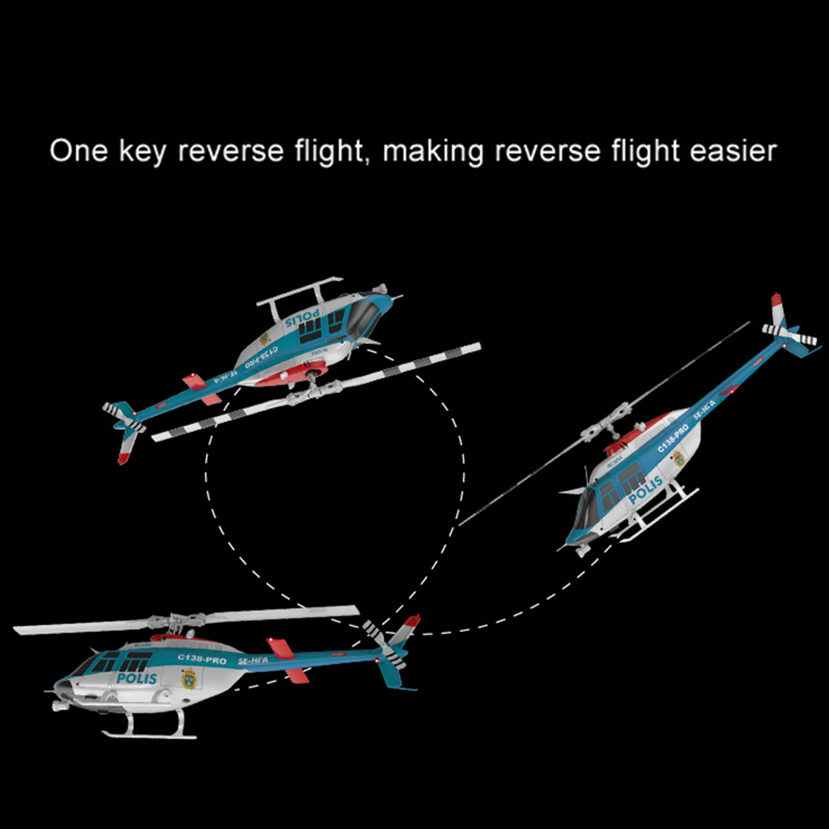 rc era c138pro 1/33 scale bell 206 2.4g 6ch flybarless single-rotor rc helicopter model with one-touch inverted flight (rtf version/police livery)