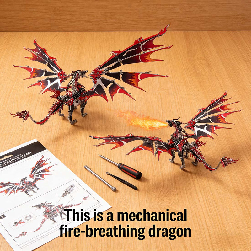 3D Metal DIY Mechanical Fire-Breathing Dragon Model Kit, Creative Trendy Display-200+PCS - EngineDIY
