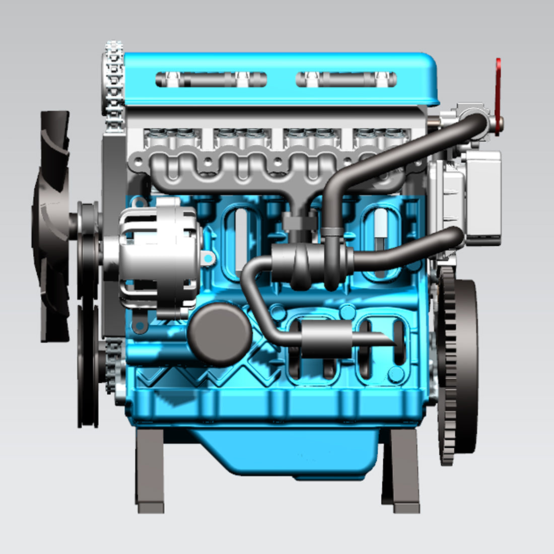 TECHING Updated L4 Engine Model Kit that Works - Build Your Own Engine - Full Metal 4 Cylinder Car Engine Kit Car Engine Model - ENGINEDIY