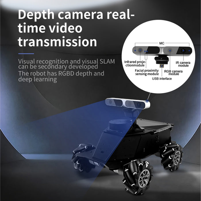 ros mecanum wheel intelligent robot car with lidar, mapping navigation & depth camera