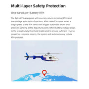 flywing bell-407 470 size 2.4g 6ch military rc helicopter model with ace flight controller, gps, quick release rotors and adjustable left/right-handed controls (rtf version)