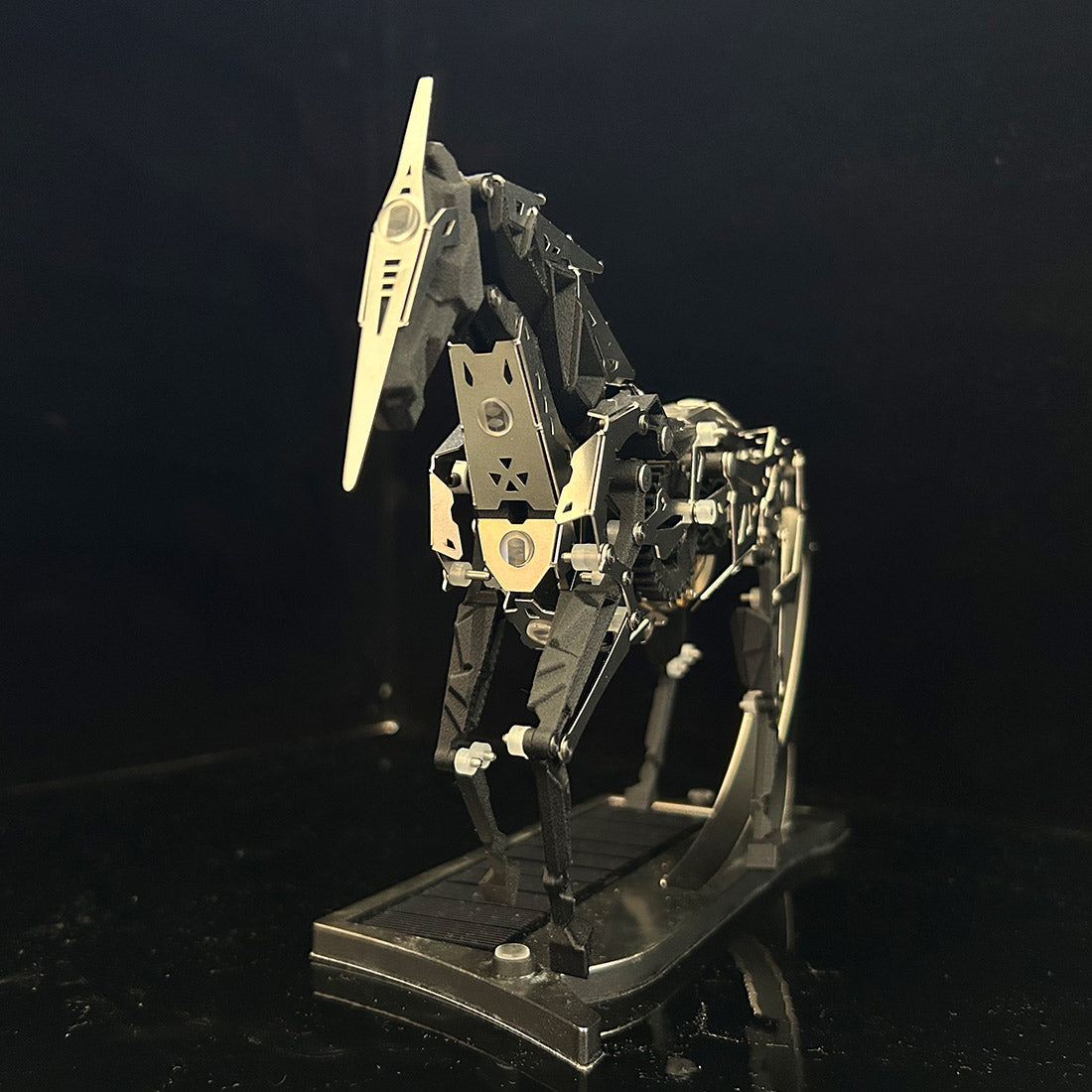 3d metal puzzle solar-powered bionic mechanical horse model kit-diy industrial desktop art sculpture
