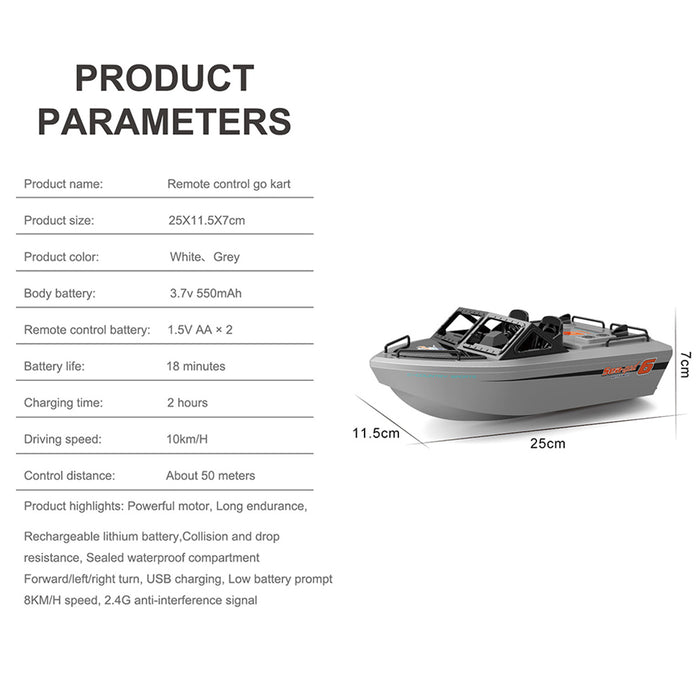 1/12 scale 2.4g 8km/h rc karting boat model rtr version