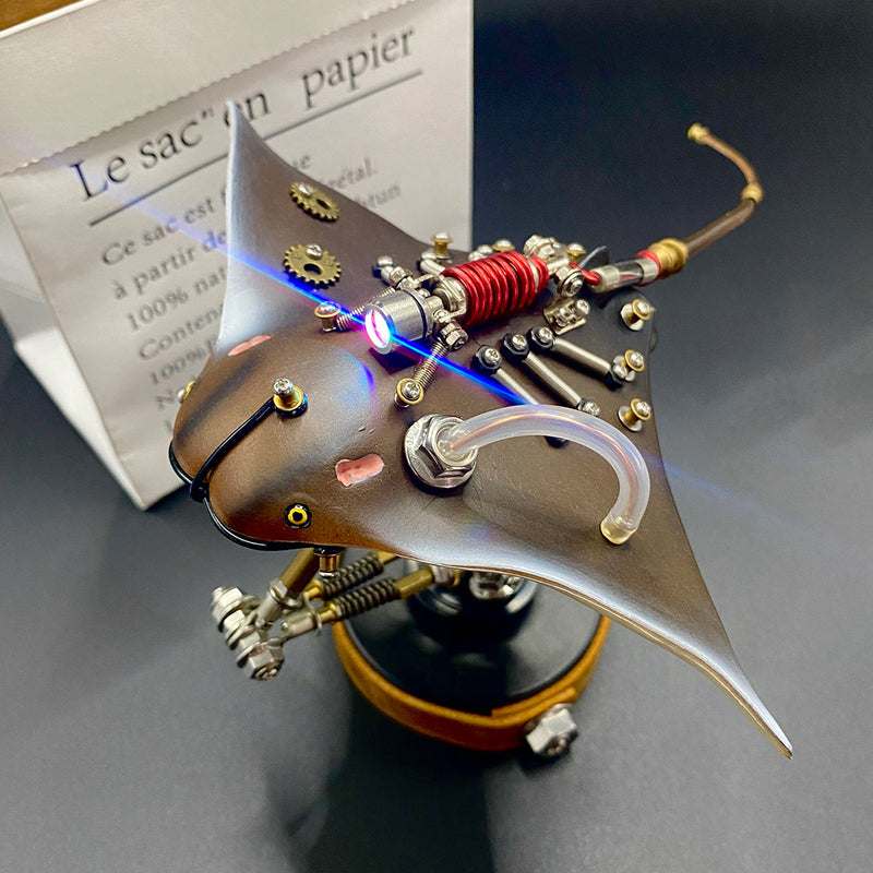 3d steampunk mechanical manta ray metal model kit, diy assembly gift for collectors (200+pcs)