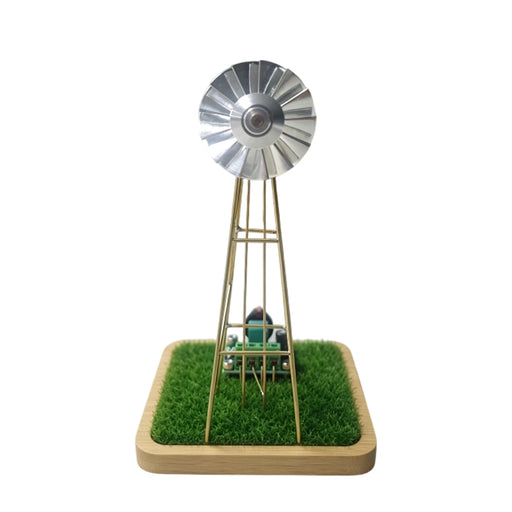 diy metal windmill welding kit, industrial desktop rotating lamp with stainless steel fan & grass base