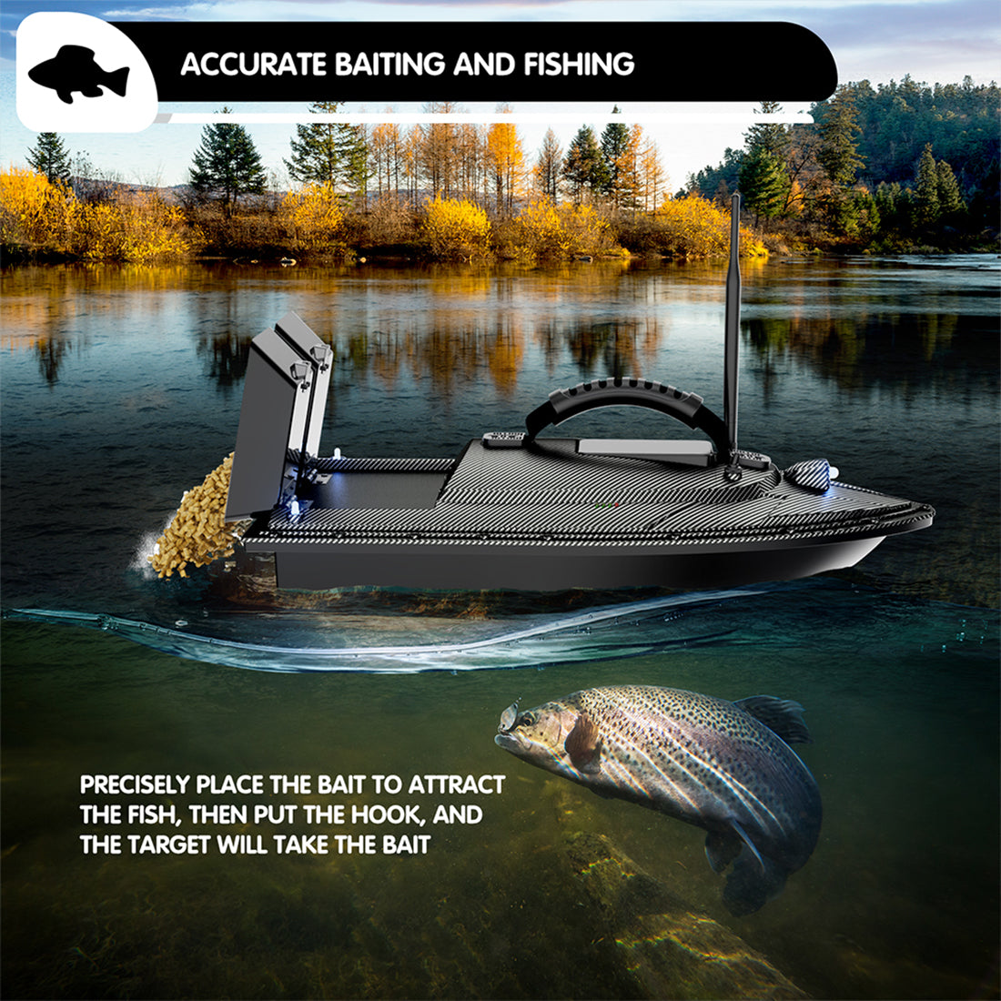 V070 GPS RC BAIT BOAT – 12000MAH, 500M RANGE, 1.5KG DUAL-HOPPER, 40 WAYPOINTS