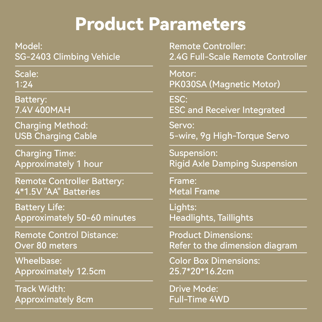 1/24 scale 2.4g full-time 4wd full-proportional rc off-road car rtr version miniature model gifts