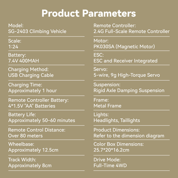 1/24 scale 2.4g full-time 4wd full-proportional rc off-road car rtr version miniature model gifts