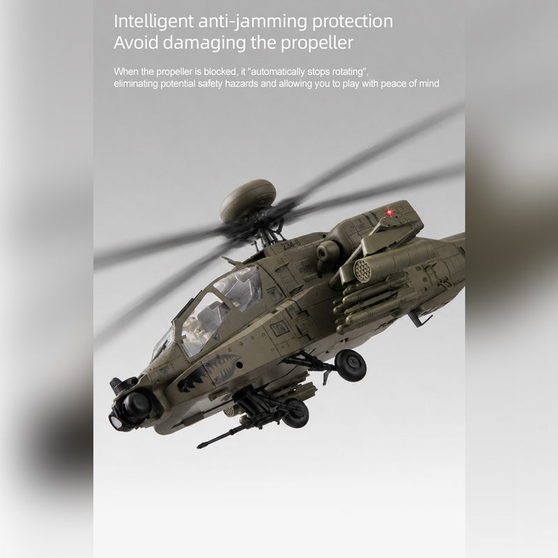 rc era c170 ah-64d 1/48 scale 2.4g 6ch flybarless military rc helicopter model with optical flow positioning, tof altitude hold, one-key inverted flight and brushless motor (rtf version)