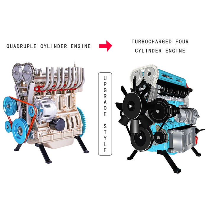 TECHING L4 Engine Model Kit that Works - Build Your Own Engine - Full Metal 4 Cylinder Car Engine Kit Car Engine Model Upgraded Version