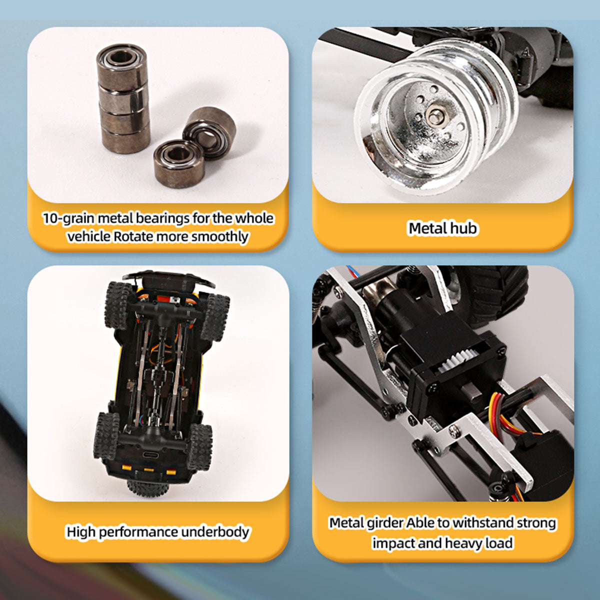 1/36 scale 2.4g 4wd proportional rc off-road car – led lights, long battery life