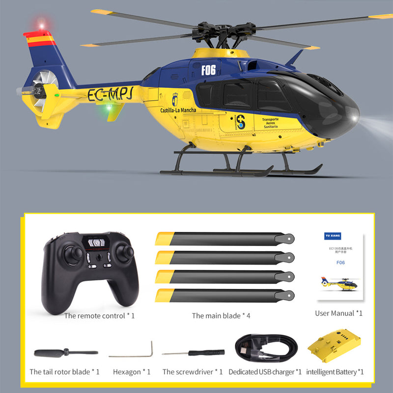 YU XIANG EC-135 RC Helicopter 1/36 2.4G 6CH Direct Drive Brushless Airplane Model with Cool lighting(RTF Version/Mode 1) - EngineDIY