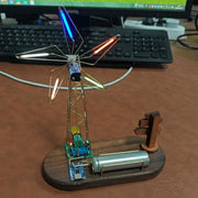 diy metal wire five-vane windmill led lamp kit – hand soldering assembly model