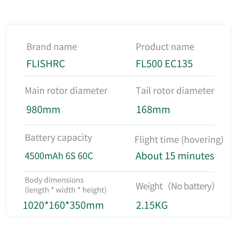 FLISHRC FL500 EC135 500-Class 2.4GHz 6CH Scale RC Helicopter – L7 Flight Controller & 4-Mode GPS Precision Positioning (RTF) - EngineDIY