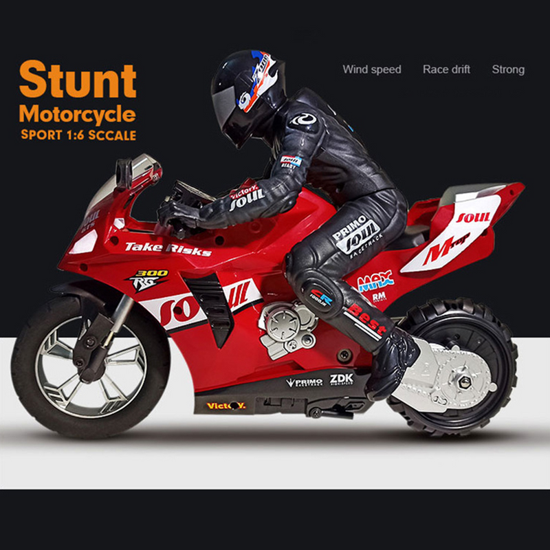1/6 scale 2.4ghz rc dual-motor electric two-wheel self-balancing motorcycle model with six-axis gyroscope