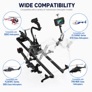 h17 helicopter flight simulator controller, 17ch edgetx transmitter with cnc metal frame, collective pitch lever, cyclic stick & foot pedals