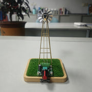 diy metal windmill welding kit, industrial desktop rotating lamp with stainless steel fan & grass base