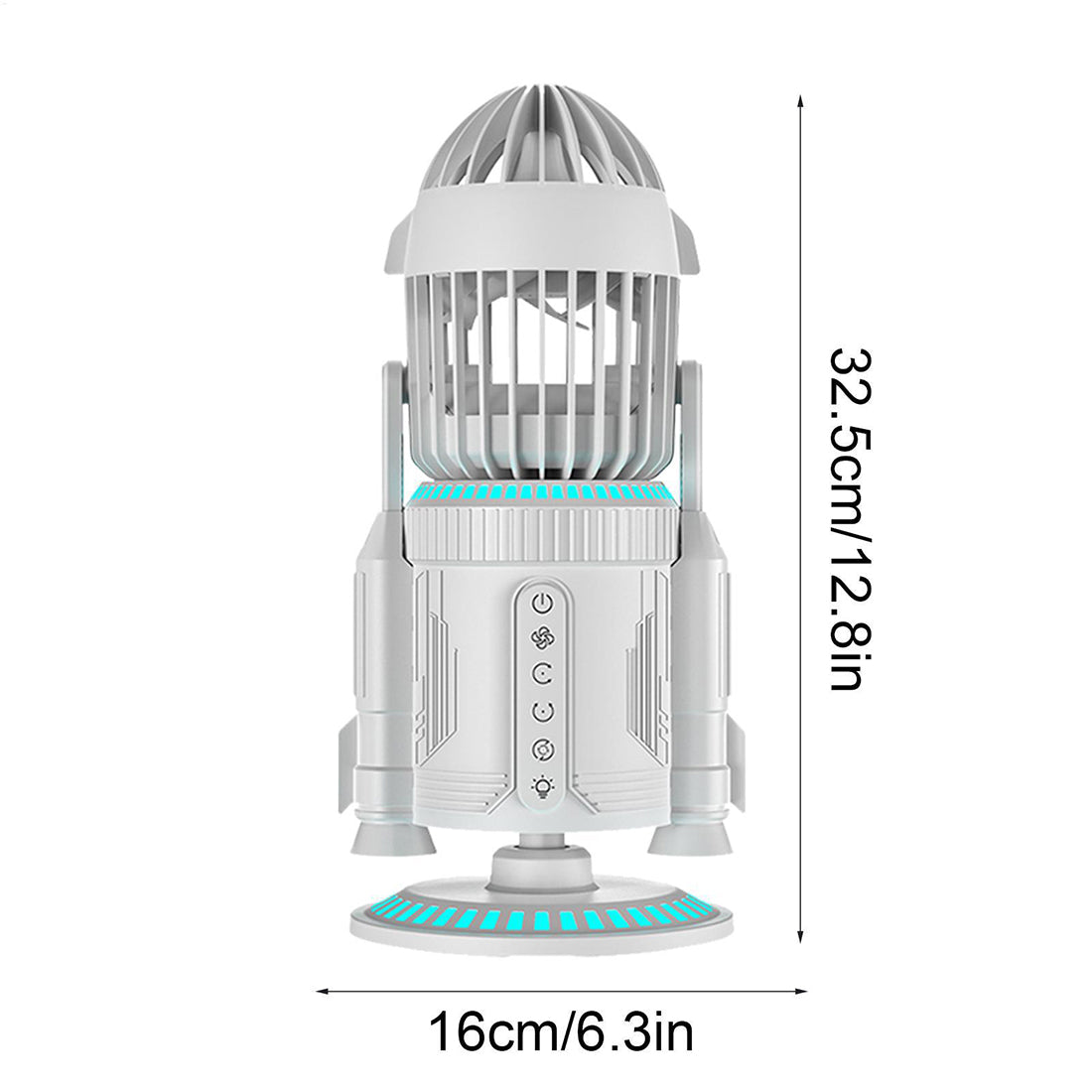 rocket-style desktop fan with dual mist spray & rgb lights - ultra-quiet tech decor for office